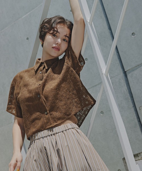 ブラウス シャツ レース クロップド シャツ レディース N.Natural Beauty Basic ブラウス シャツ クロップドレース