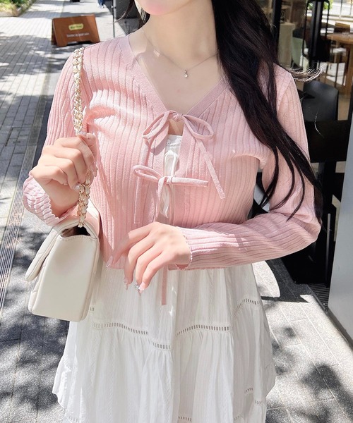 INGNI（イング） カーディガン シアーリボンニットカーディガン