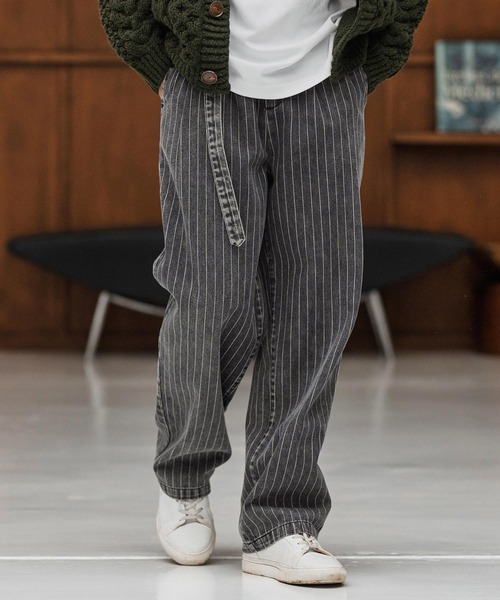 CAMBIO（カンビオ） ジーンズ mp13866-Stripe Denim Two Tuck Wide