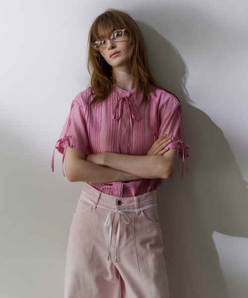 ル シェル ブルー Pleated Peplum Shirt プリーツ シャツ ル シェル ブルー - LE CIEL BLEU | Pleated Shirt-Light | RESTIR