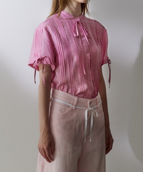ル シェル ブルー Pleated Peplum Shirt プリーツ シャツ ル シェル ブルー - LE CIEL BLEU | Pleated Shirt-Light | RESTIR