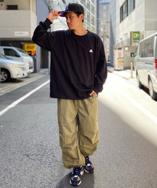 「POLeR」 長袖Tシャツ M ホワイト×ブラック メンズ