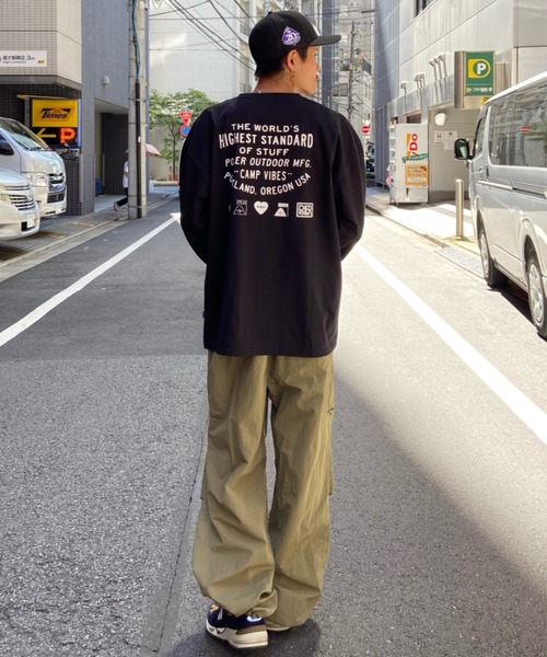 「POLeR」 長袖Tシャツ M ホワイト×ブラック メンズ