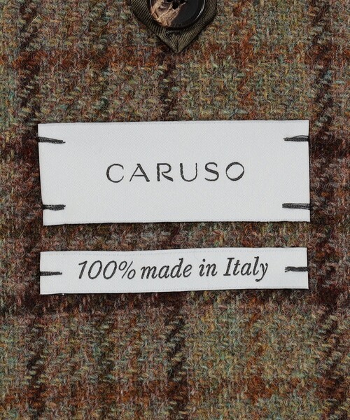 ブルゾン アウター 「別注」CARUSO ウールチェック ショートブルゾン メンズの画像