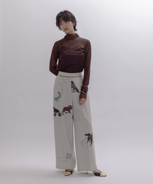 エイミーロウ♡ ハイウエストセンタープレステーパードPT♡送料込み Eimee Law パンツ テキスト馬柄ptパイピングセンタープレス