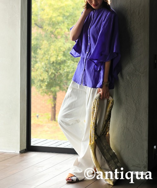 「antiqua」 半袖ブラウス P ブラック レディース_画像8