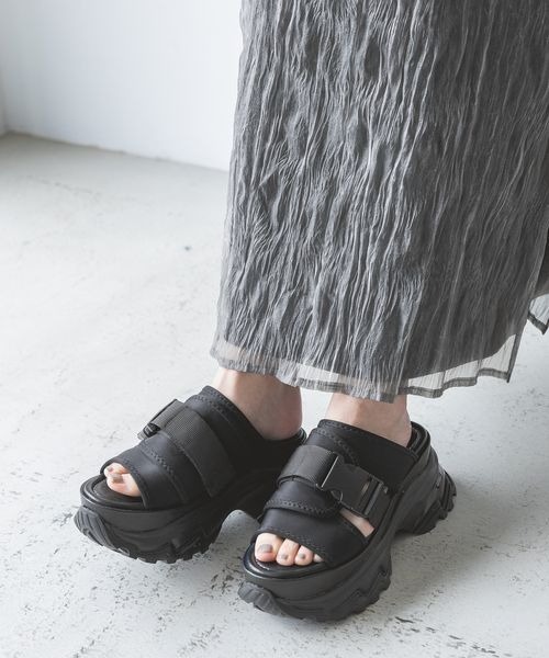 「JEANASIS」 フラットサンダル LARGE ブラック レディース_画像4