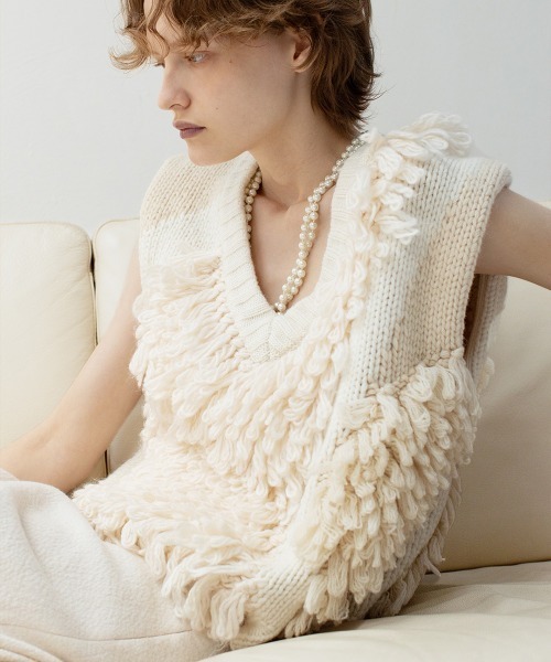 leinwande ニット ベスト leinwande（ラインヴァンド） ベスト ジレ Landscape Intarsia Knit