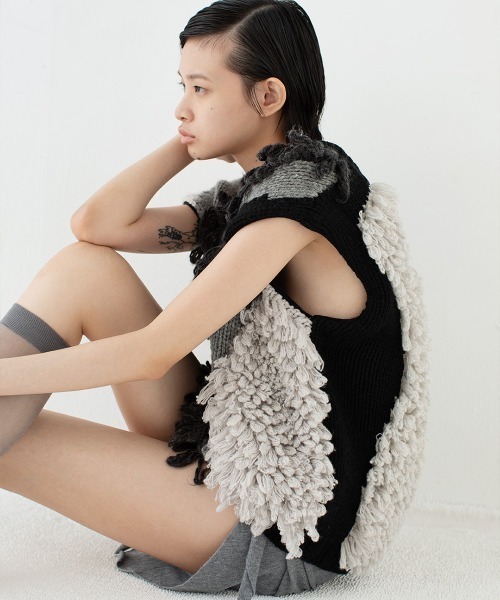 leinwande（ラインヴァンド） ベスト ジレ Landscape Intarsia Knit