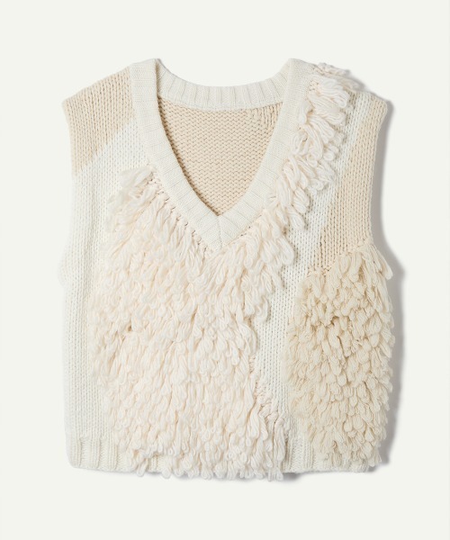 leinwande（ラインヴァンド） ベスト ジレ Landscape Intarsia Knit