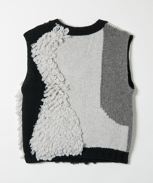 leinwande（ラインヴァンド） ベスト ジレ Landscape Intarsia Knit