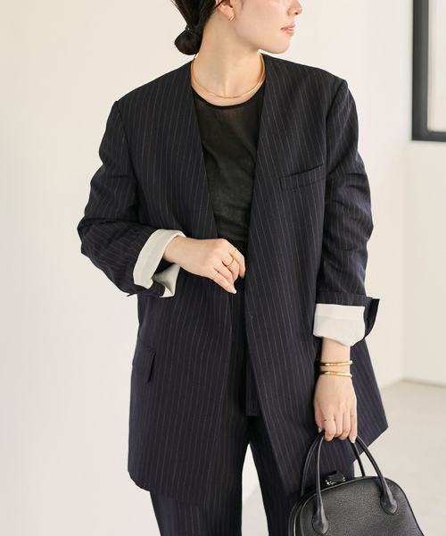 plage（プラージュ） ノーカラージャケット 36 ネイビー レディース