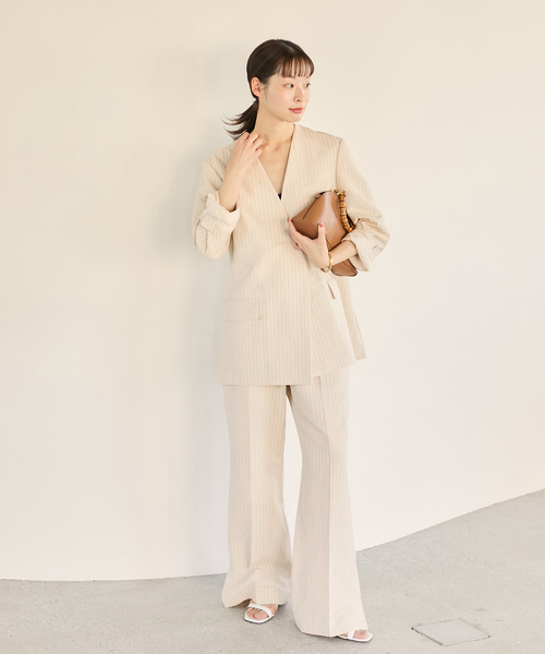 2023ss Plage　ノーカラージャケット36 plage（プラージュ） ノーカラージャケット 36 ネイビー レディース