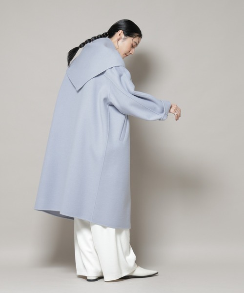 nano universe ノーカラーコート　ロングロード SUPER110blend リバーノーカラーロングコート | NANO universe（ナノ