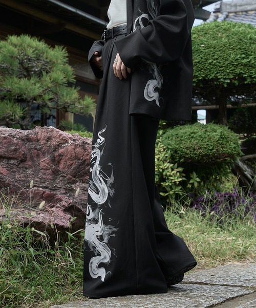 狐独 スラックス スモークプリントバギースラックス/SETUP対応 メンズ