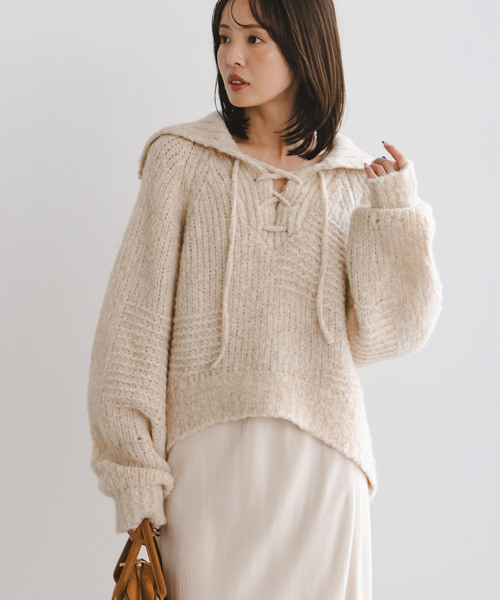 NOBLE別注Venit/ヴェニット レースアップニット （ベージュ）　未使用 venit（ヴェニット） ニット セーター 「NOBLE別注」Venit/ヴェニット