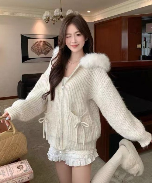 上質で可愛い❤マスターバニー カシミヤ100％ジップニットパーカー☆ MASTER BUNNY EDITION（マスターバニーエディション） 【美品