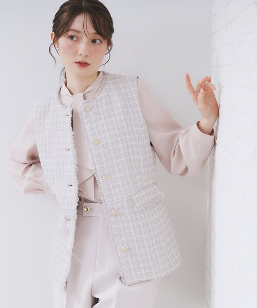 index（インデックス） ベスト ジレ ファンシーツイードペプラムジレ