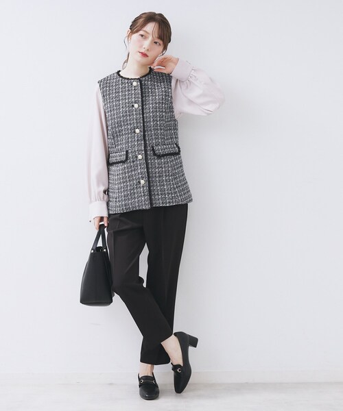 index（インデックス） ベスト ジレ ファンシーツイードペプラムジレ