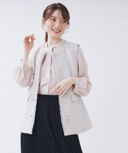 index（インデックス） ベスト ジレ ファンシーツイードペプラムジレ