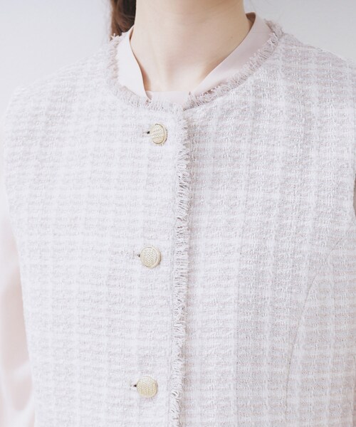 index（インデックス） ベスト ジレ ファンシーツイードペプラムジレ