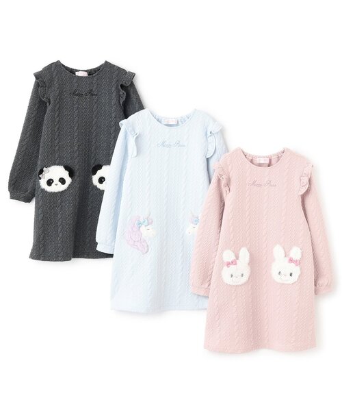 mezzo piano ワンピース 動物アップリケ カットワンピース キッズ 子供