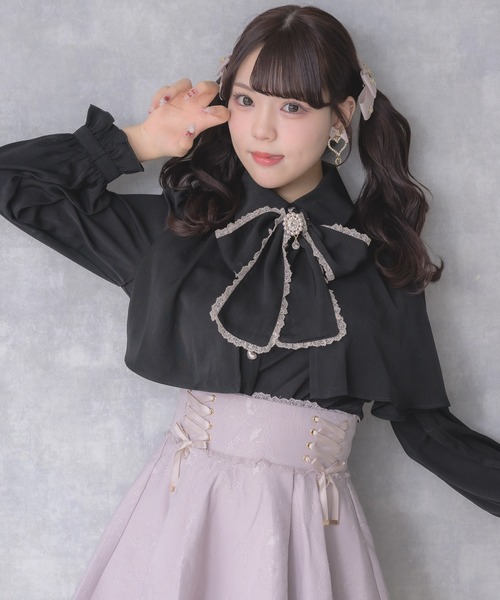 シャツ/ブラウス(長袖/七分) rosymonster rosy garden flocky blouse ボタニカル柄シフォンブラウス 七分袖 レディース(M ブルー): 東京
