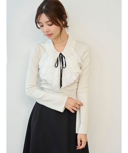 SNIDEL（スナイデル） ニット セーター Sustainableレイヤードラッフル