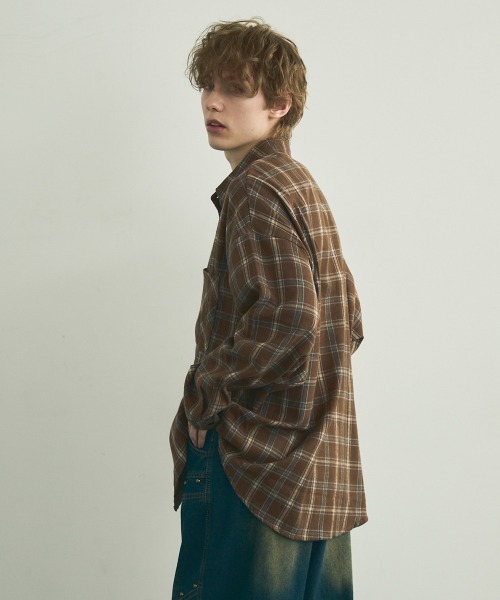 「Shoowtime」 長袖ネルシャツ SMALL グリーン メンズ_画像2