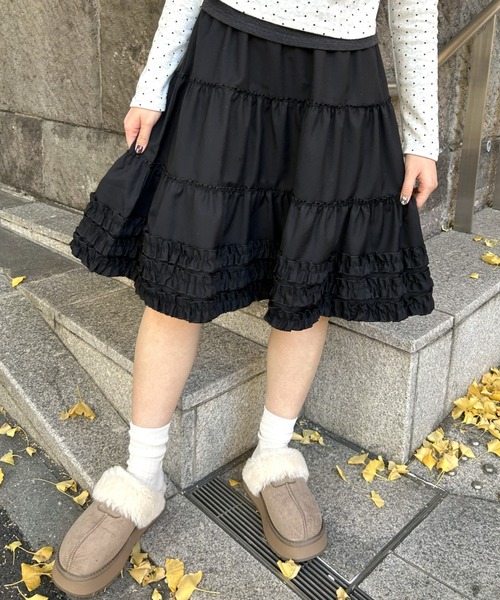 LACーVERT スカート ボリュームフリルティアードスカート : ZOZOTOWN
