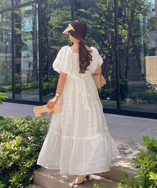 「junoah」 半袖ワンピース X-LARGE アイボリー レディース_画像6