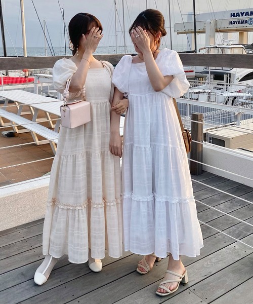 「junoah」 半袖ワンピース X-LARGE アイボリー レディース_画像9