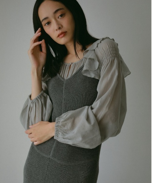 【大幅値下げ】casa fline ワンピース CASA FLINE（カーサフライン） ワンピース ハイネックタックドレス