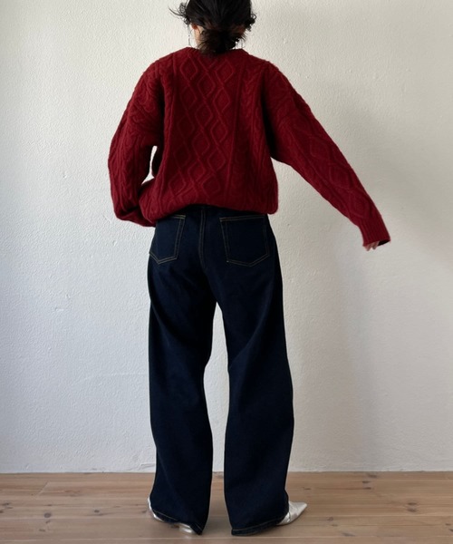 「wee9s」 長袖ニット FREE レッド レディース_画像3