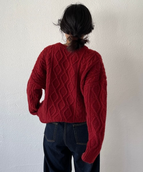 「wee9s」 長袖ニット FREE レッド レディース_画像6