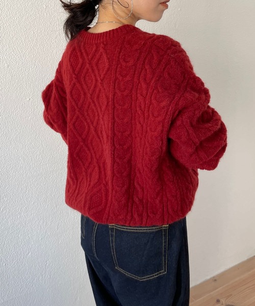 「wee9s」 長袖ニット FREE レッド レディース_画像9