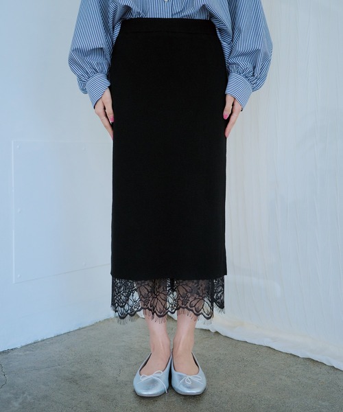 「LAVEANGE」 ニットスカート LL ブラック レディース_画像2