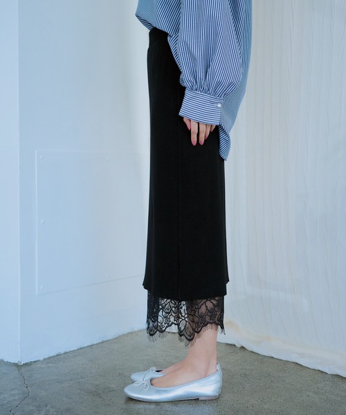 「LAVEANGE」 ニットスカート LL ブラック レディース_画像3