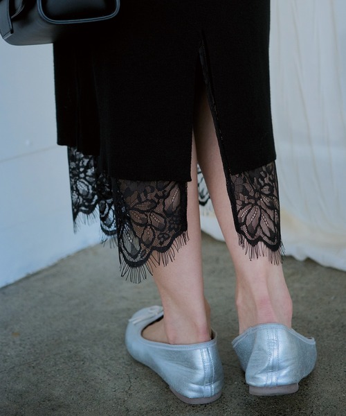 「LAVEANGE」 ニットスカート LL ブラック レディース_画像6