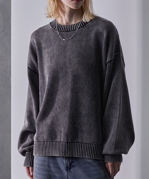 「Loose/ルース」 長袖ニット L ダークグレー メンズ_画像2