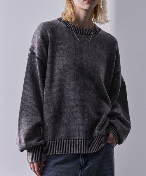 「Loose/ルース」 長袖ニット L ダークグレー メンズ_画像3