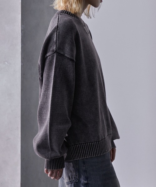 「Loose/ルース」 長袖ニット L ダークグレー メンズ_画像4