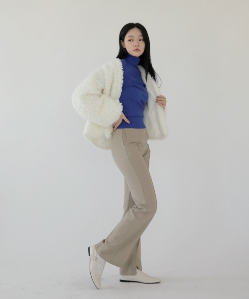 「UNE MANSION」 ノーカラージャケット FREE ブラウン レディース_画像2