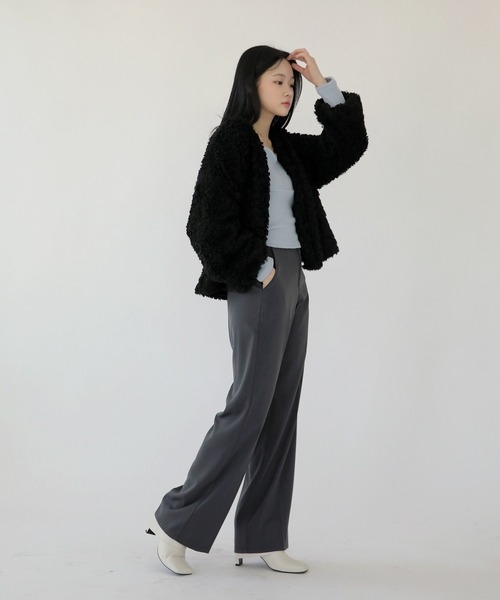 「UNE MANSION」 ノーカラージャケット FREE ブラウン レディース_画像8