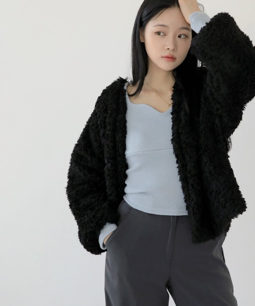 「UNE MANSION」 ノーカラージャケット FREE ブラウン レディース_画像9