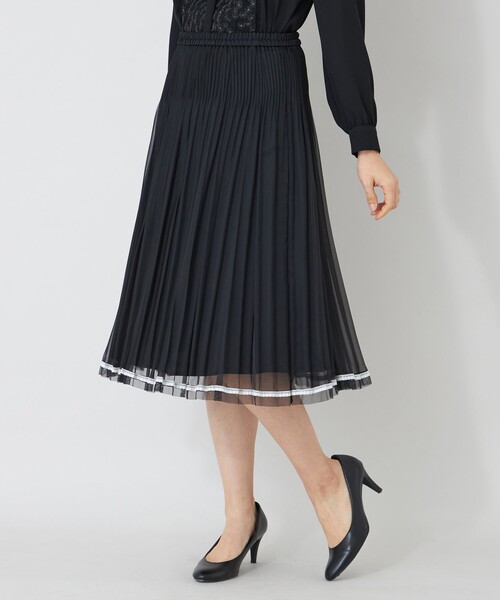 【SALE】386◾︎ トゥービーシック ロングスカート プリーツ レース 44 TO BE CHIC（トゥー ビー シック） ロング スカート 配色レース