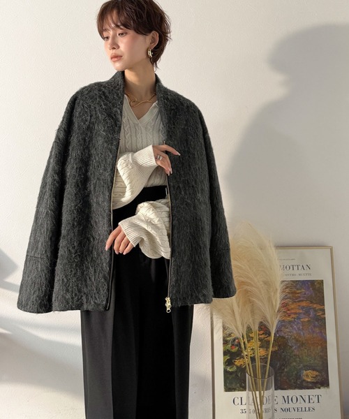 「Classical Evon」 ノーカラーコート SMALL ブラック レディース_画像3