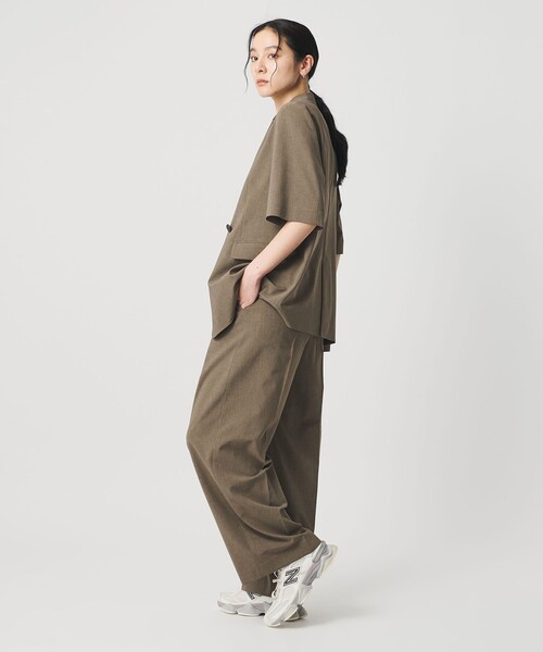 ワイドパンツ パンツ 2タック ワイドパンツ 吸水速乾 防シワ ウォッシャブル レディースの画像