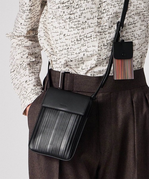 【未使用品】ポールスミス チェックジャガード ショルダーバッグ ブラック Paul Smith（ポール・スミス） ショルダーバッグ シャドーストライプ