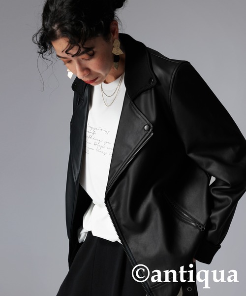 「antiqua」 ライダースジャケット L ブラック レディース_画像4